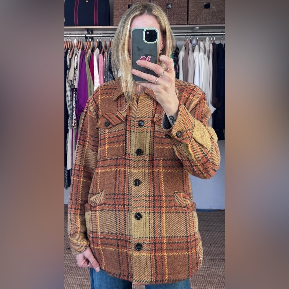 prAna 100% Organic Cotton 70’s Plaid Flannel Quilted Multi Pocket Jacket Shacket - Picture 4 of 12
